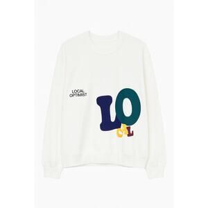 Madhappy “Local Optimist” fleece crewneck (color often called Antique / cream).